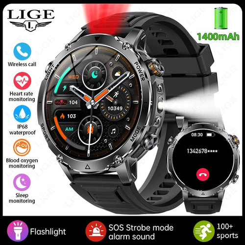 Panzwerk Smartwatch mit schwarzem Silikonarmband